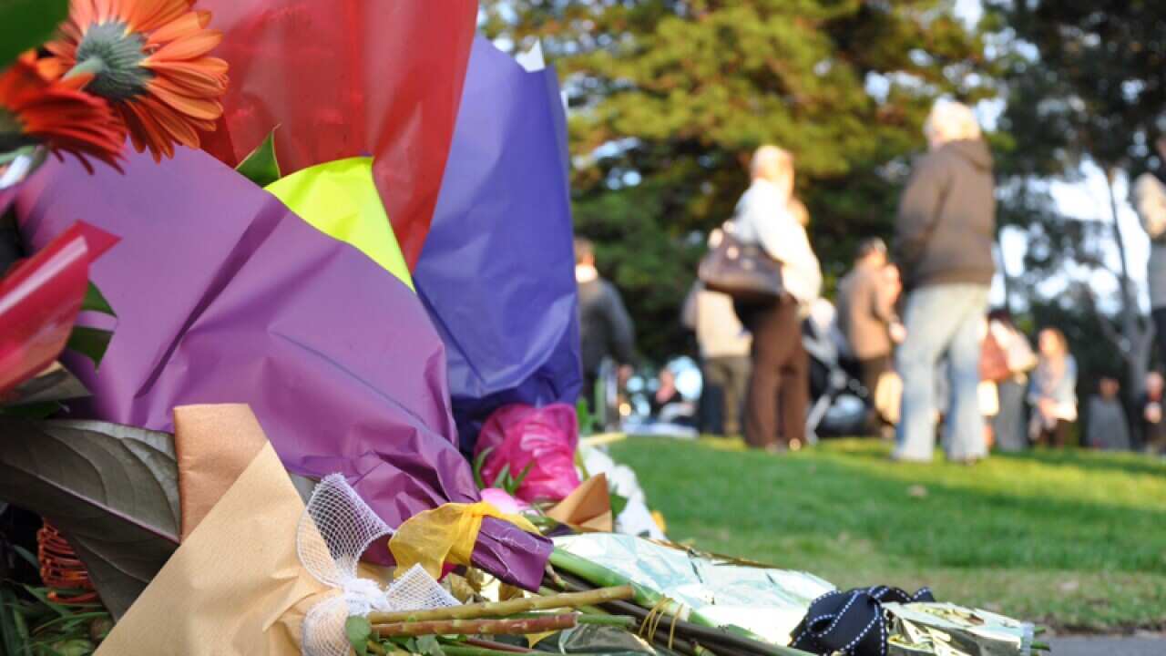 Flowers laid at the Bali bombings memorial at Kings Park in Perth