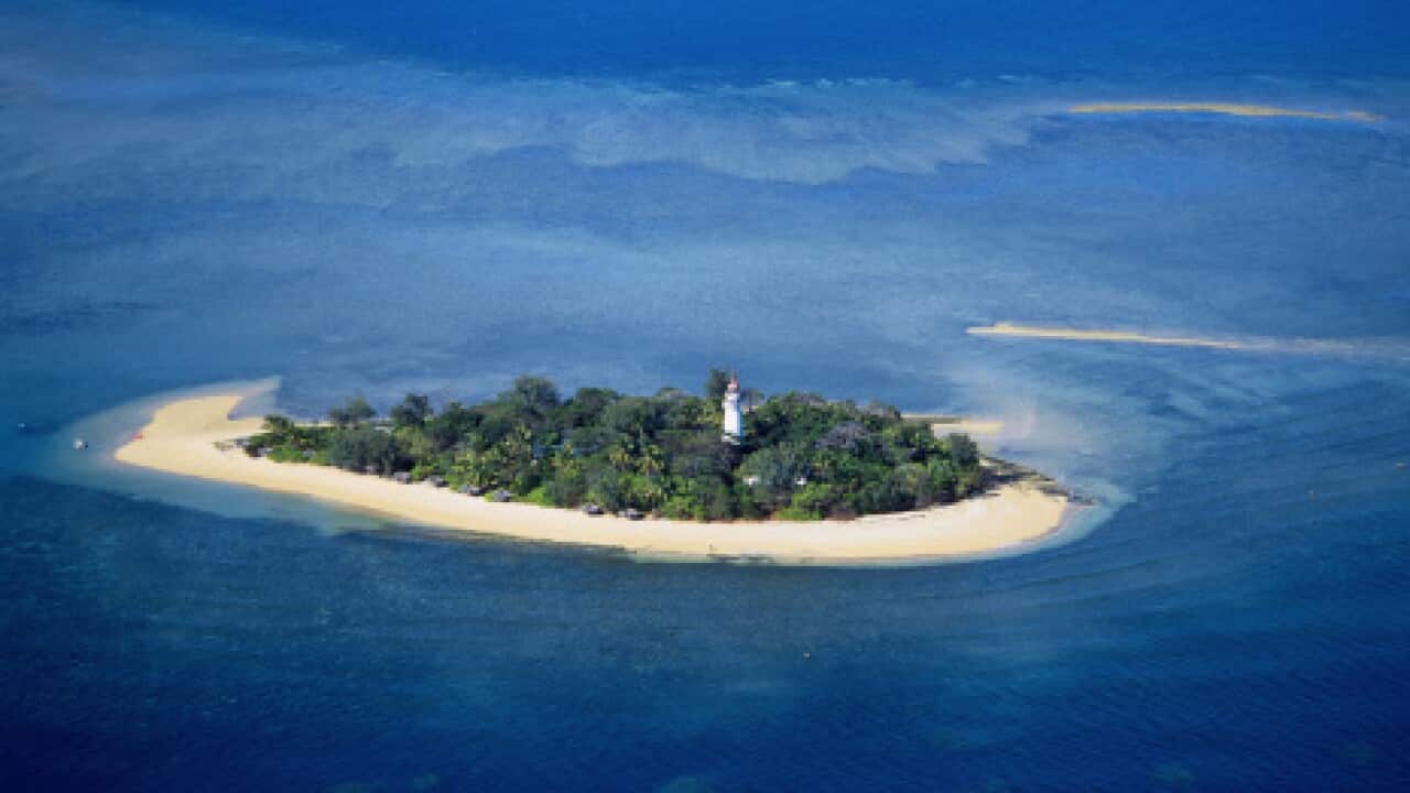 aerial view of fitzroy island, low isles, gbr, qld, australia
