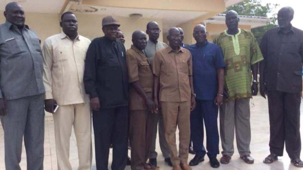 Former SPLA senior commanders with Paul Malong Awan