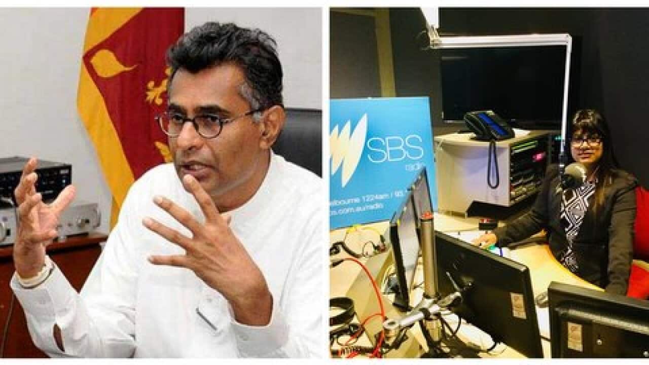 Minister for the Mega polis and Western development Ptali Champika Rakawaka speaks to the SBS Sinhala Radio