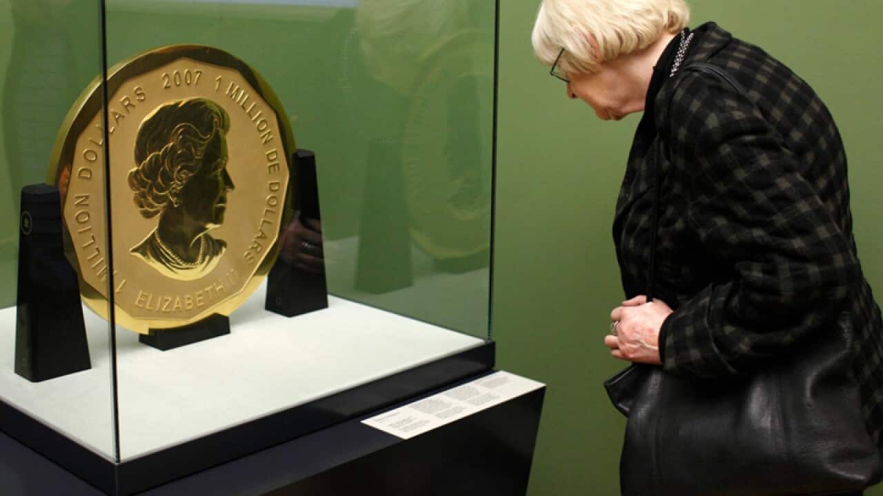 The 100kg heavy gold coin 'Big Maple Leave' in Berlin