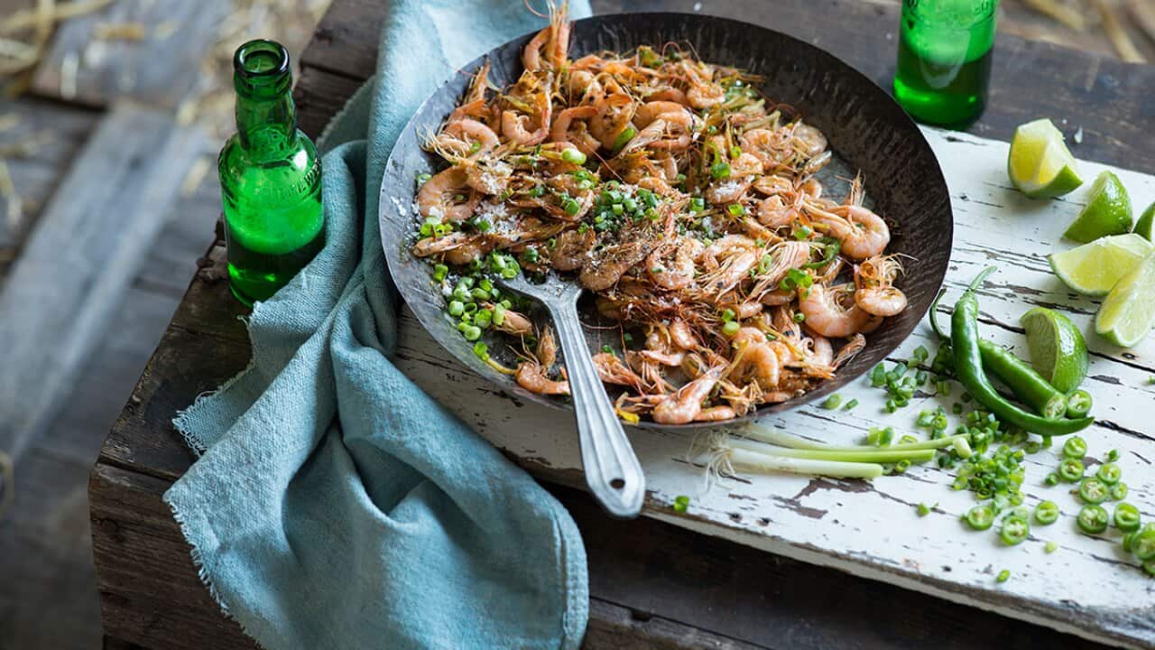 Ginger chilli school prawns