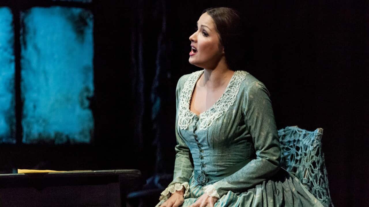 Soprano Anna Netrebko (as 'Mimi') performs during the final dress rehearsal of 'La Bohem' in New York in 2007.
