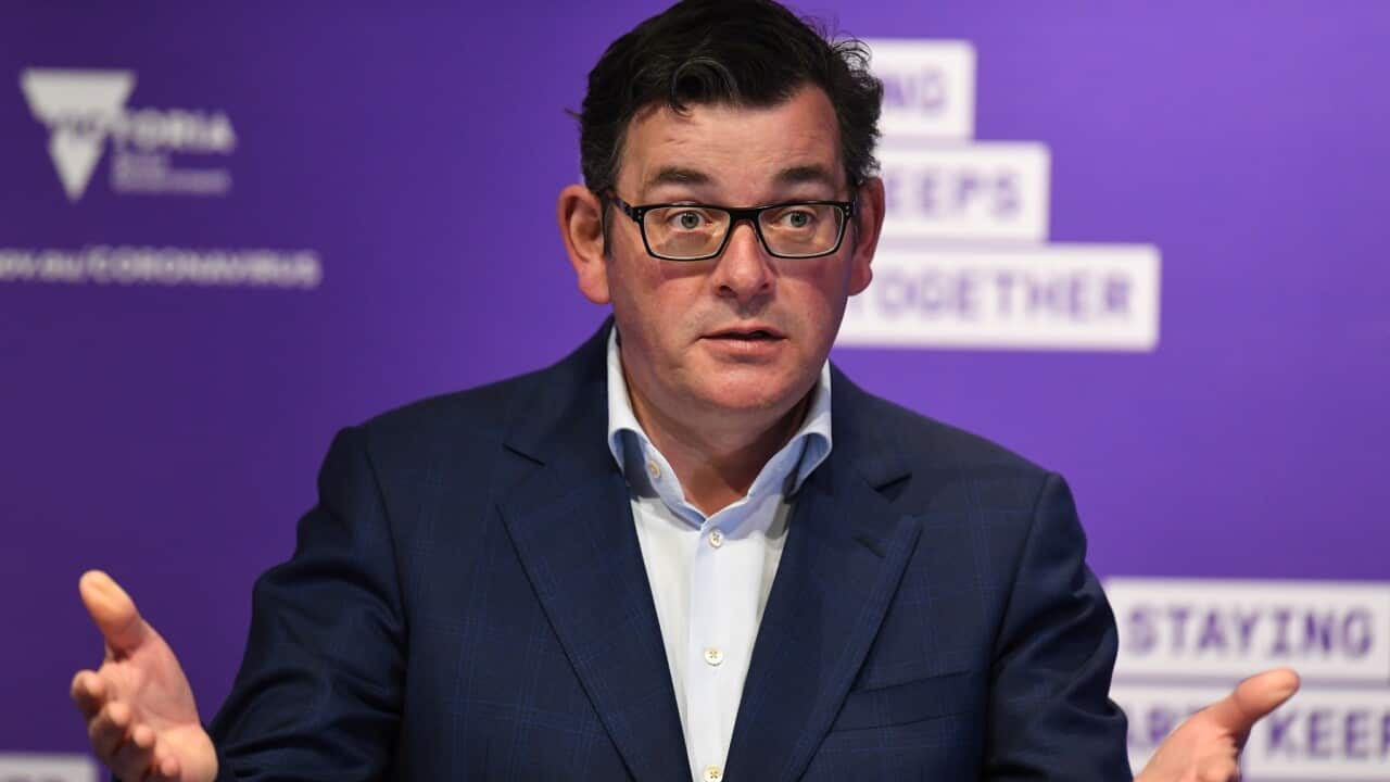 Victorian Premier Daniel Andrews addresses the media during a press conference in Melbourne.