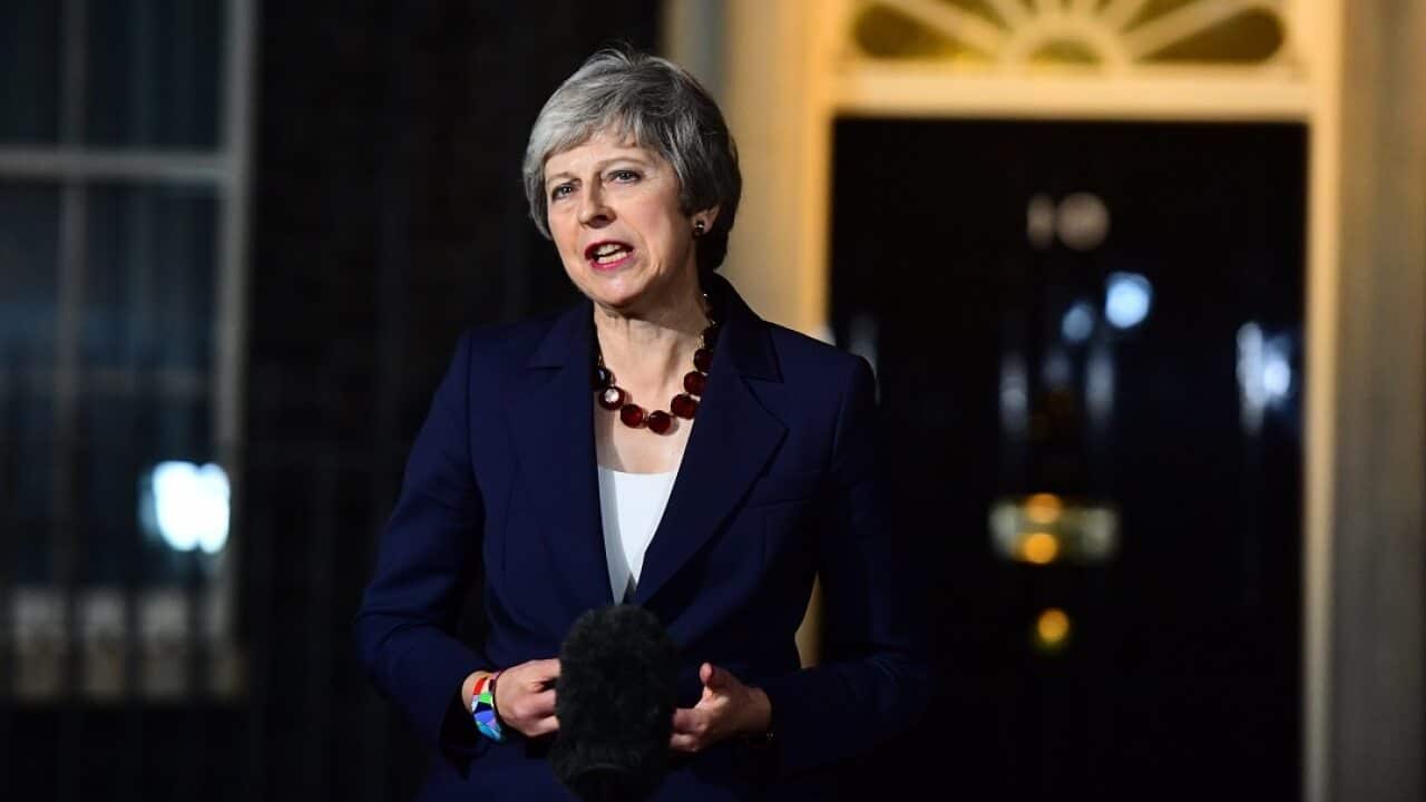 Prime Minister Theresa May makes a statement outside 10 Downing Street, London