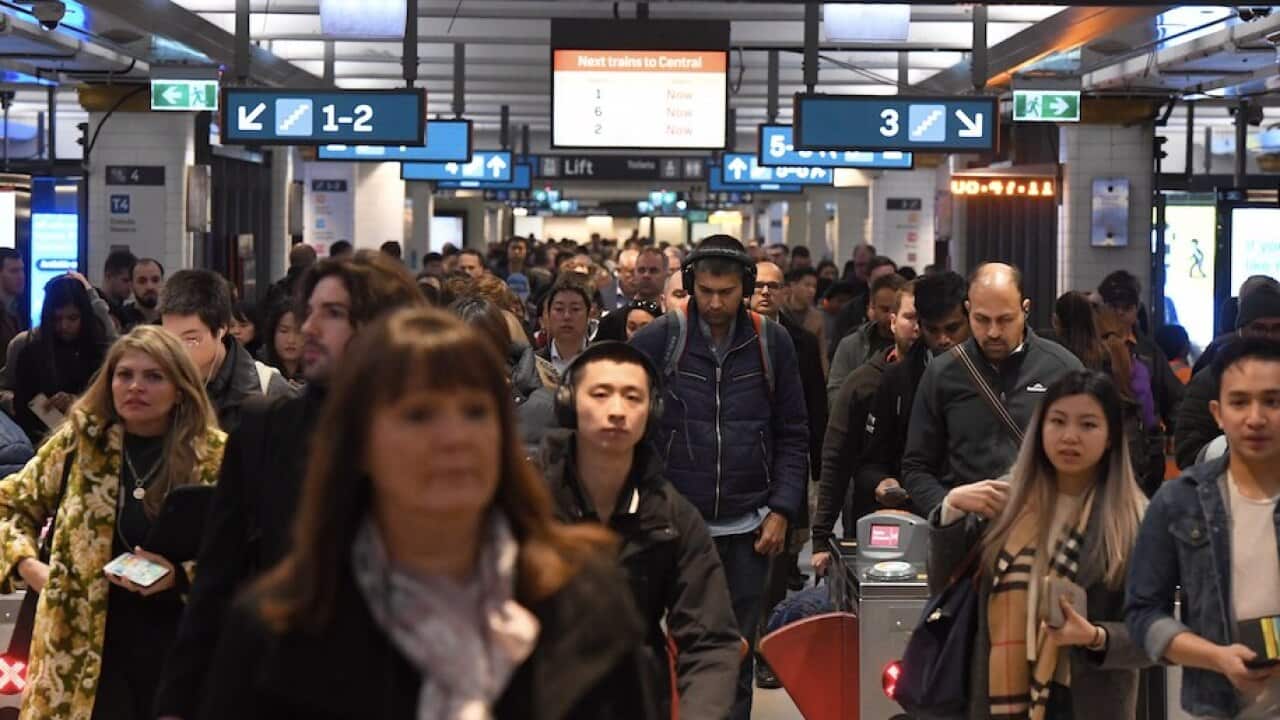 Commuters at Sydney's Town Hall station.