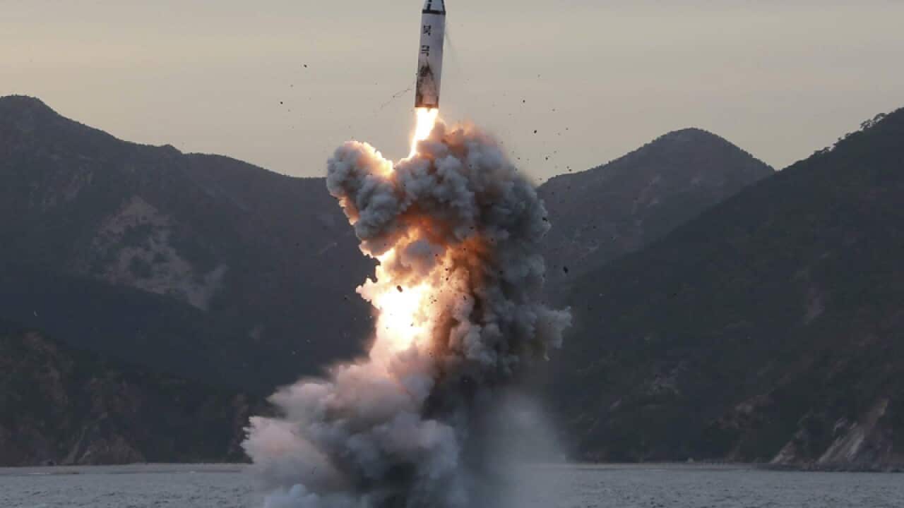 An 'underwater test-fire of strategic submarine ballistic missile'