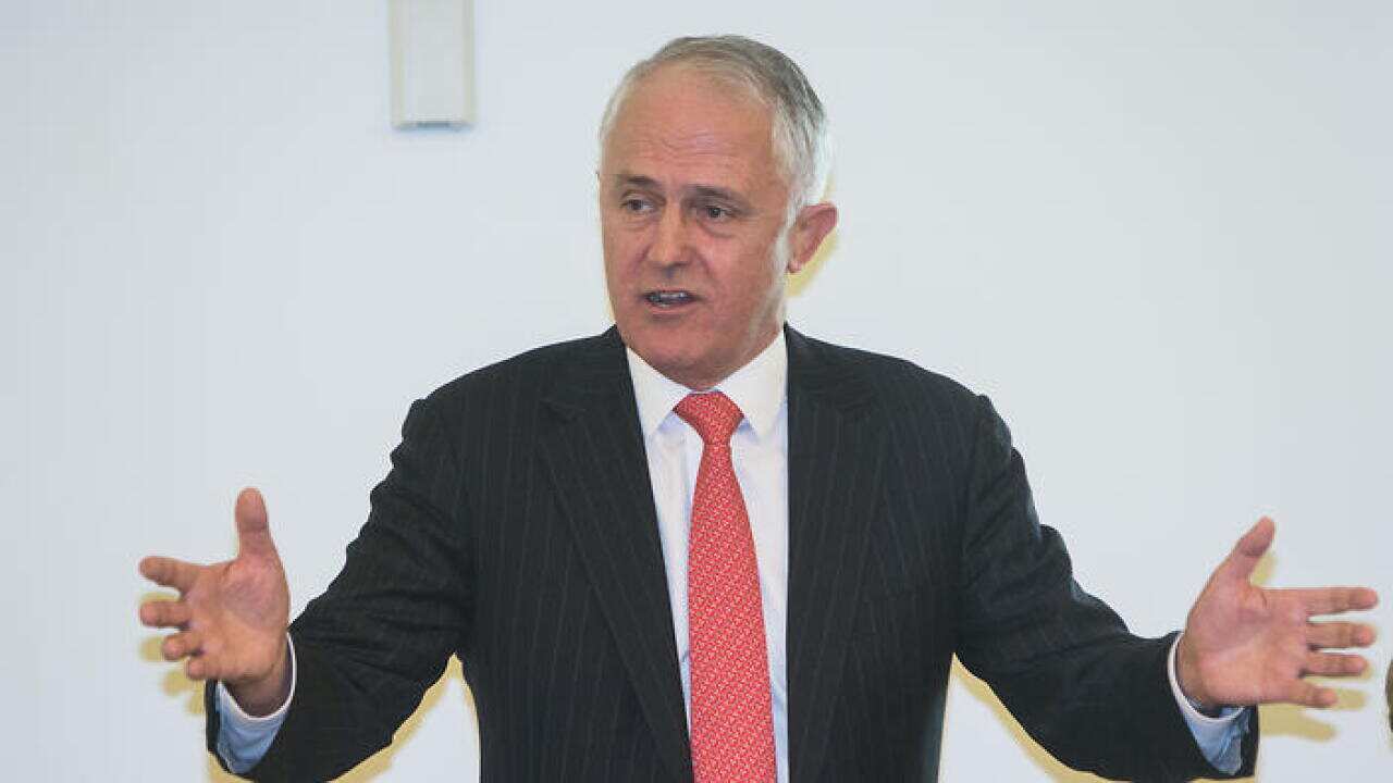 Prime Minister, Malcolm Turnbull addresses the joint party meeting of the coalition