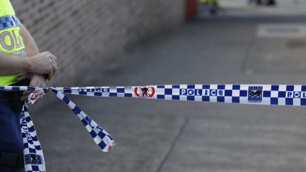 Fire and police emergency services at a scene of a fire in Sydney