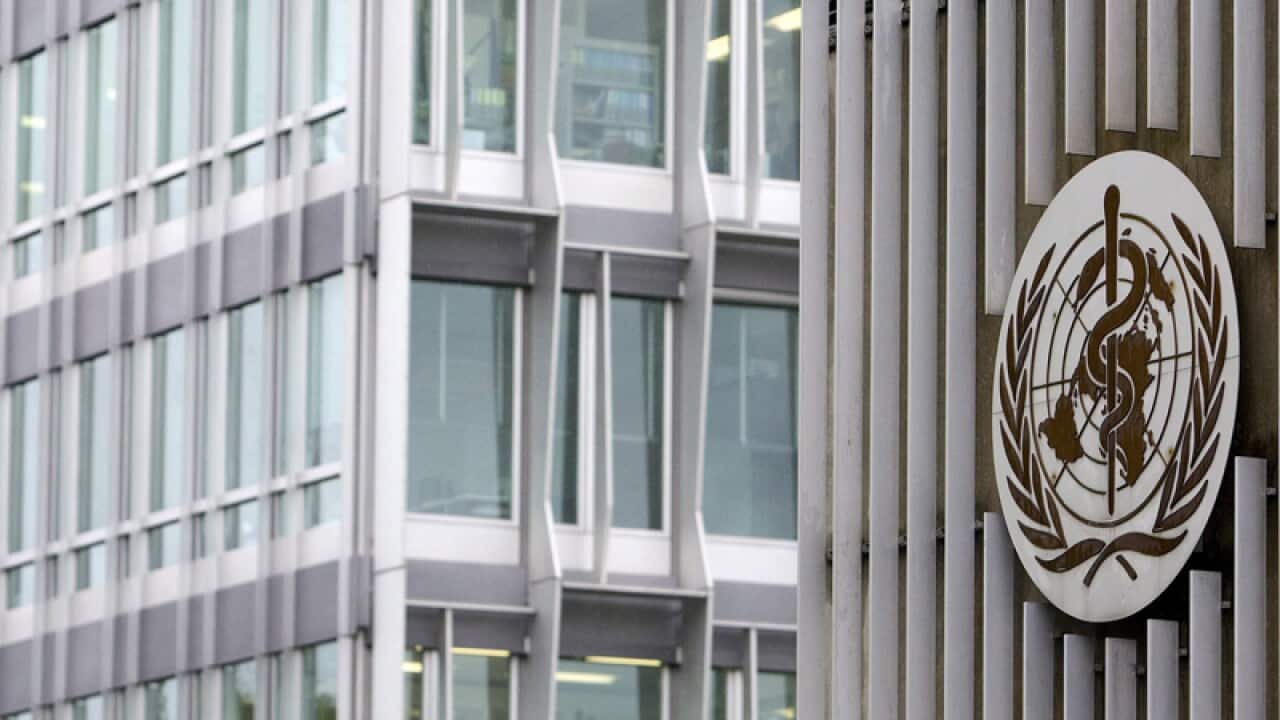 A view of the building of the WHO headquarters in Geneva