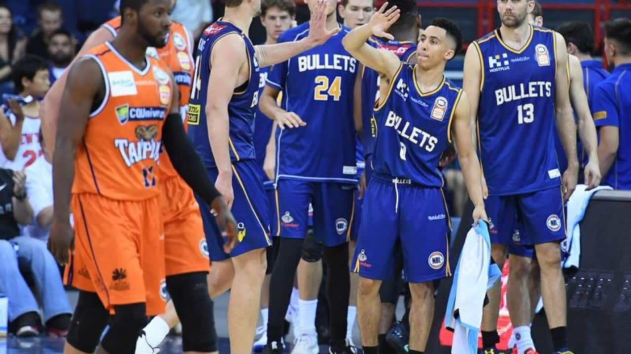 Bullets players celebrates winning