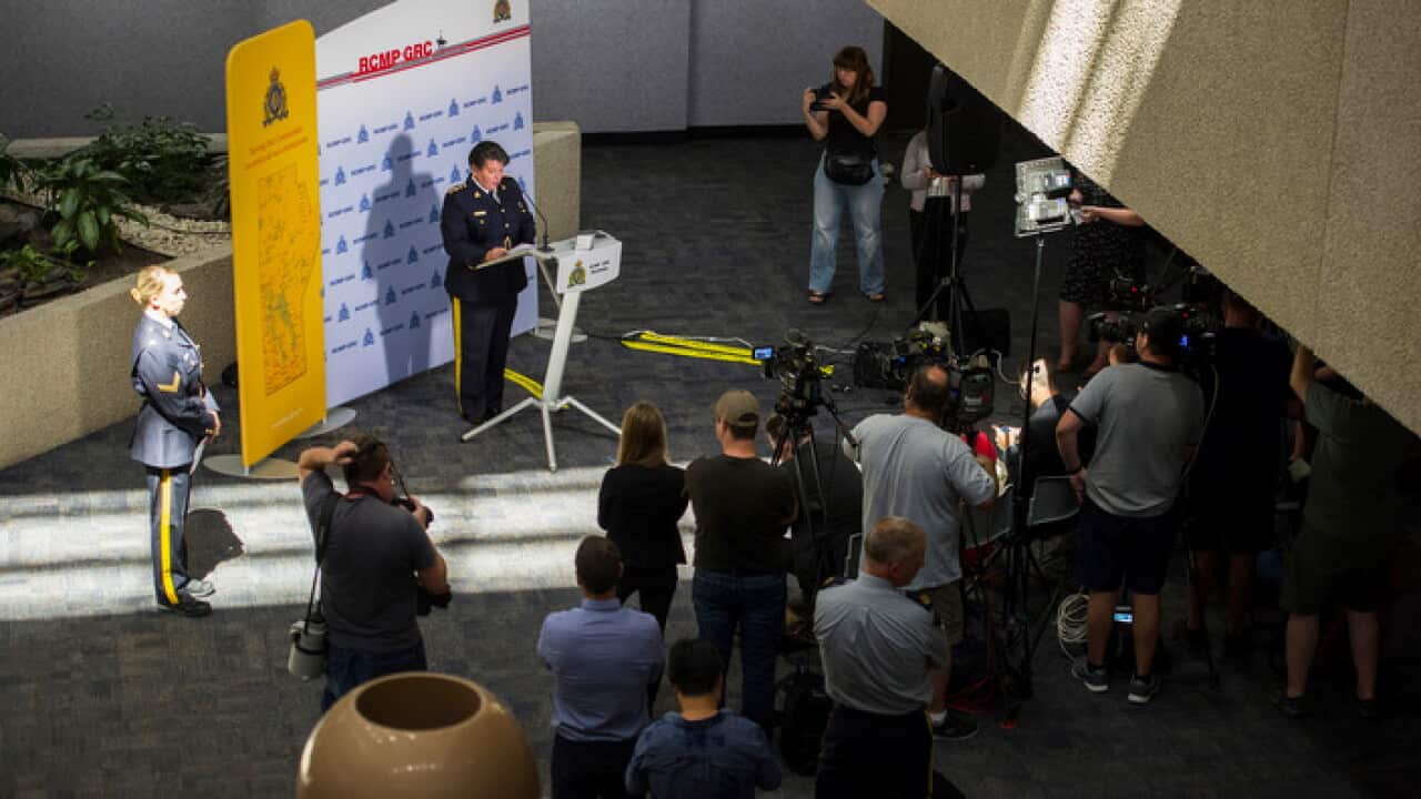 RCMP Assistant Commissioner Jane MacLatchy, speaks at a news conference in Winnipeg