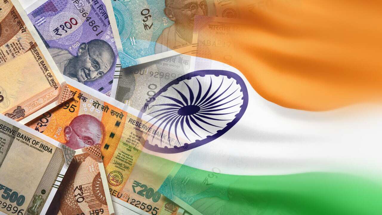 Indian Rupee (INR) with Indian Flag