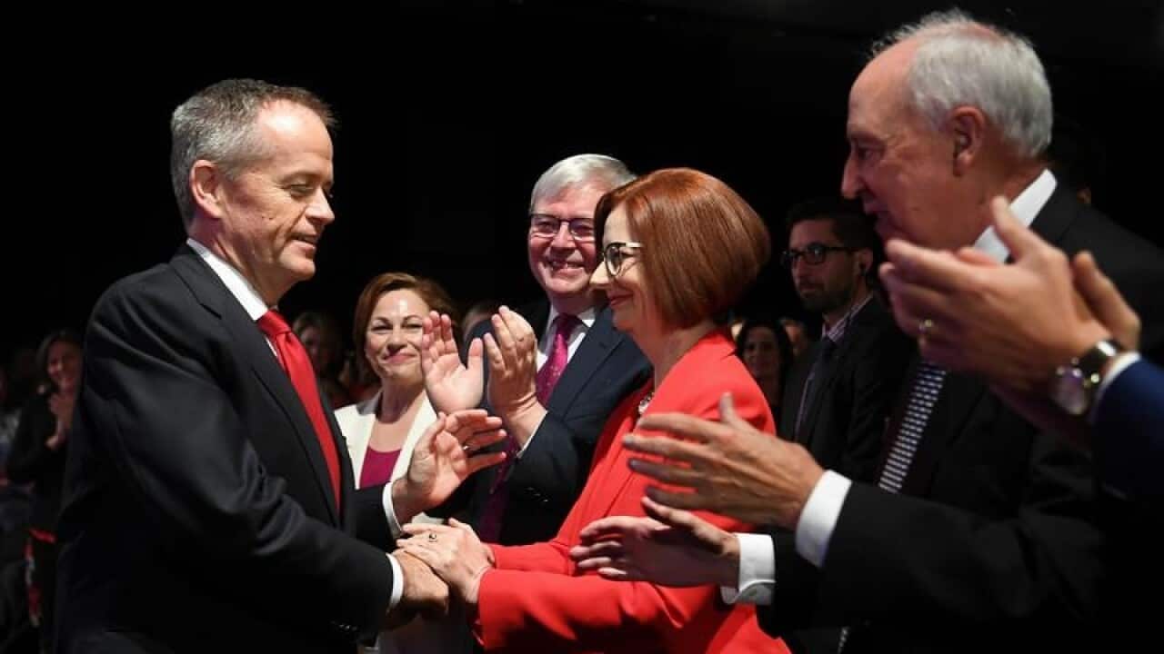 Bill Shorten with Kevin Rudd, Julia Gillard and Paul Keating.