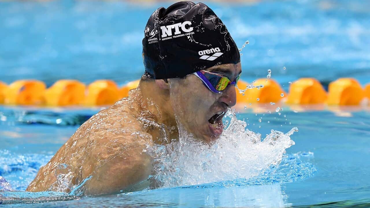 Ahmed Kelly swims during the Mens 150m Individual Medley Multi-Class Final at the Australian Olympic Swimming Trials, at the SA Aquatic and Leisure Centre, Adelaide, Monday, June 14, 2021. (AAP Image/Dave Hunt) NO ARCHIVING, EDITORIAL USE ONLY