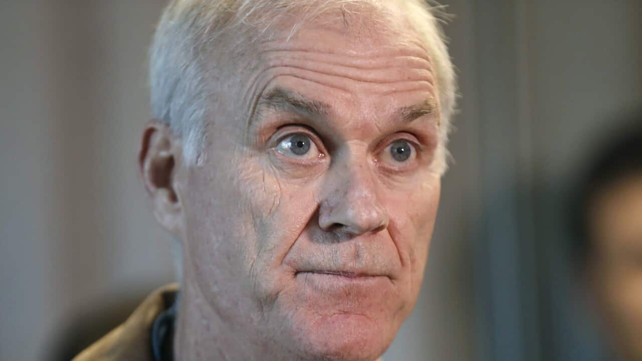 Navy Secretary Richard Spencer speaks at a news conference as he pays his first visit to Bath Iron Works, a shipbuilding facility in Bath, Maine.
