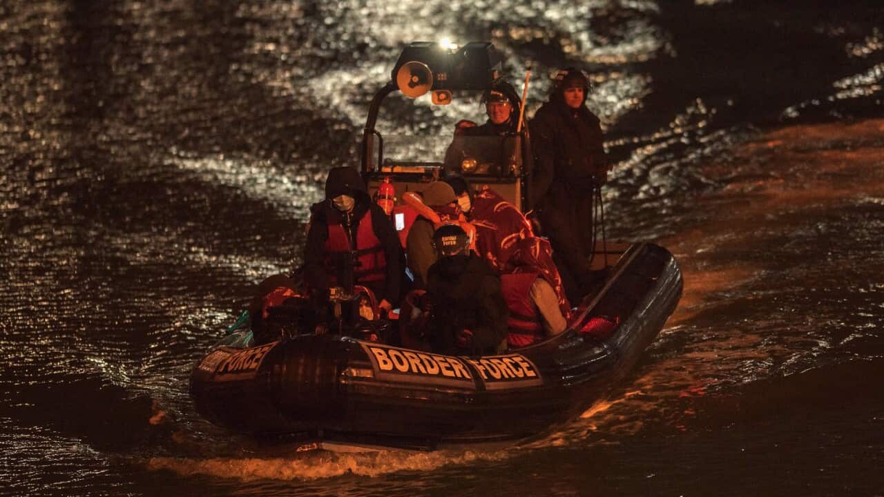 Migrants arrive to Dover Docks after being rescued by British Border Force in Dover, Britain.