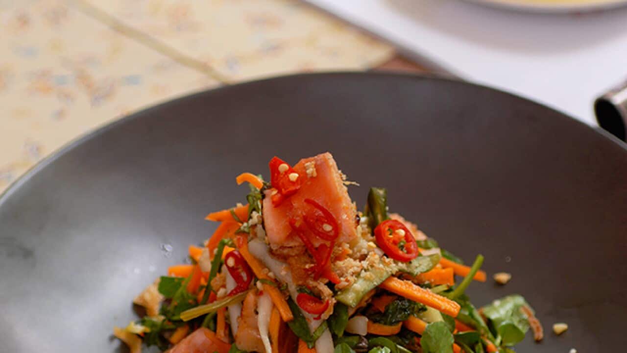 Chargrilled salmon salad