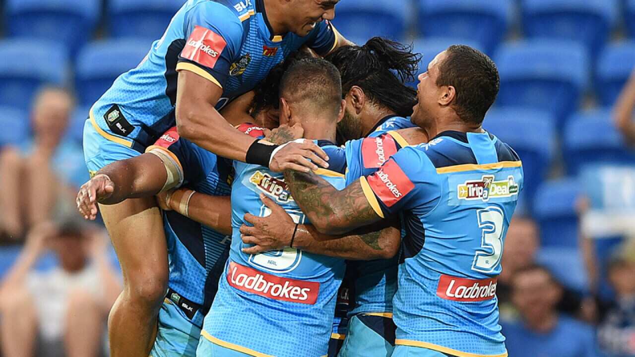 Titans players celebrate