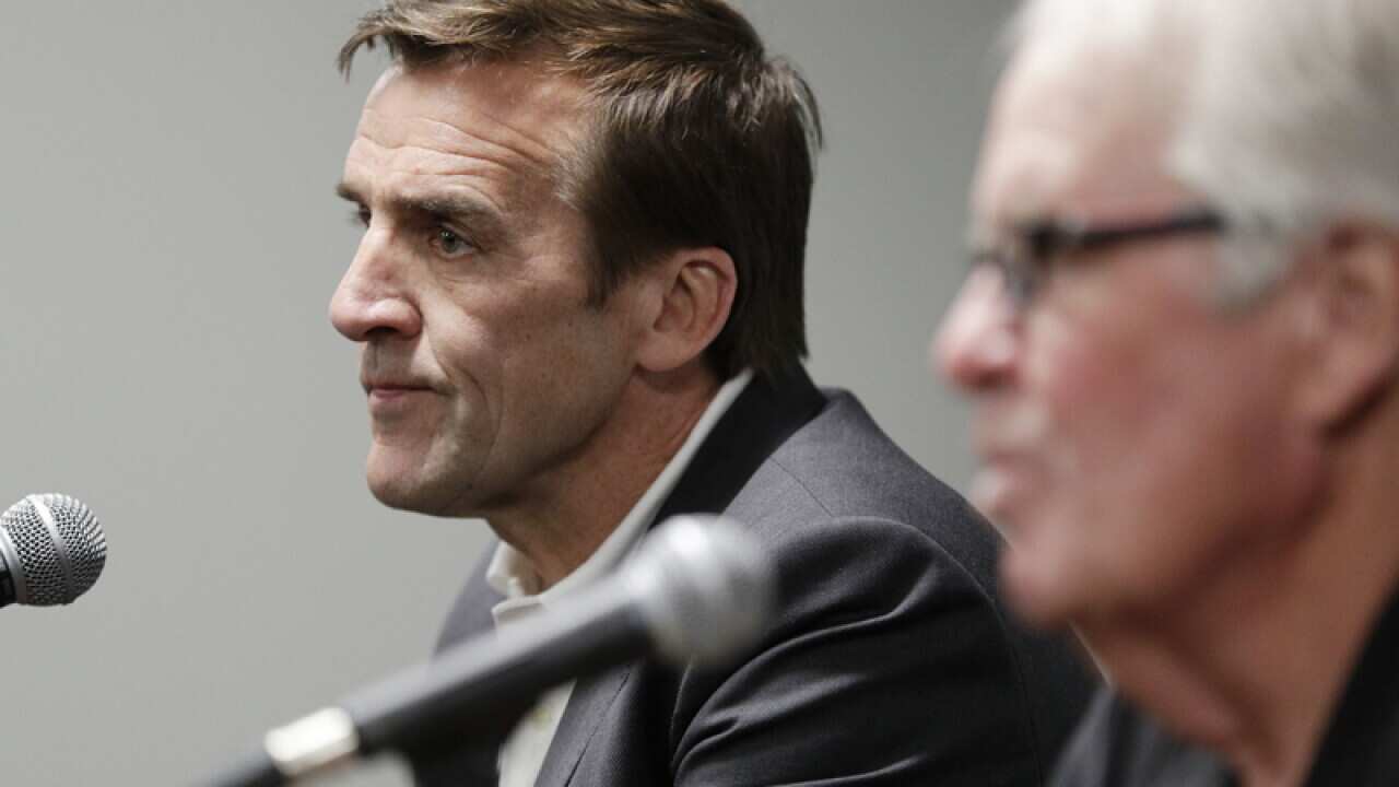 Las Vegas NHL expansion general manager George McPhee (L)