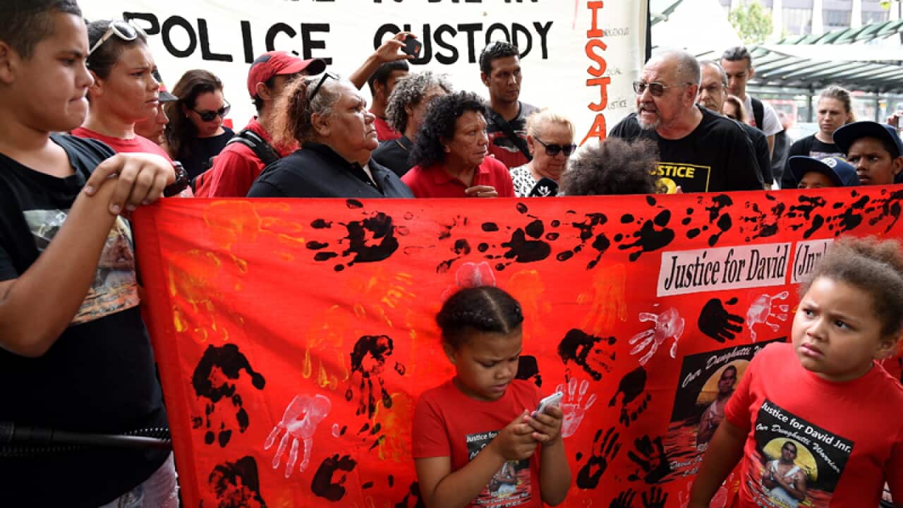 Family members and supporters of David Dungay