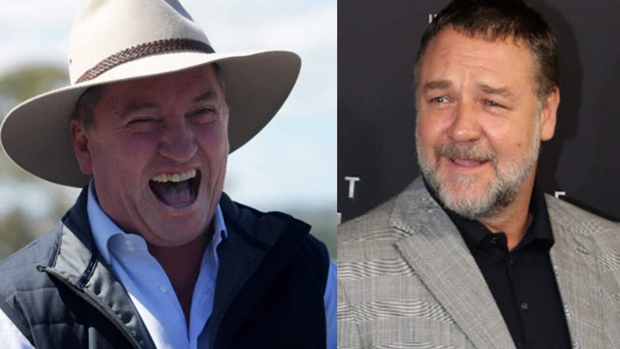 Barnaby Joyce and Russell Crowe