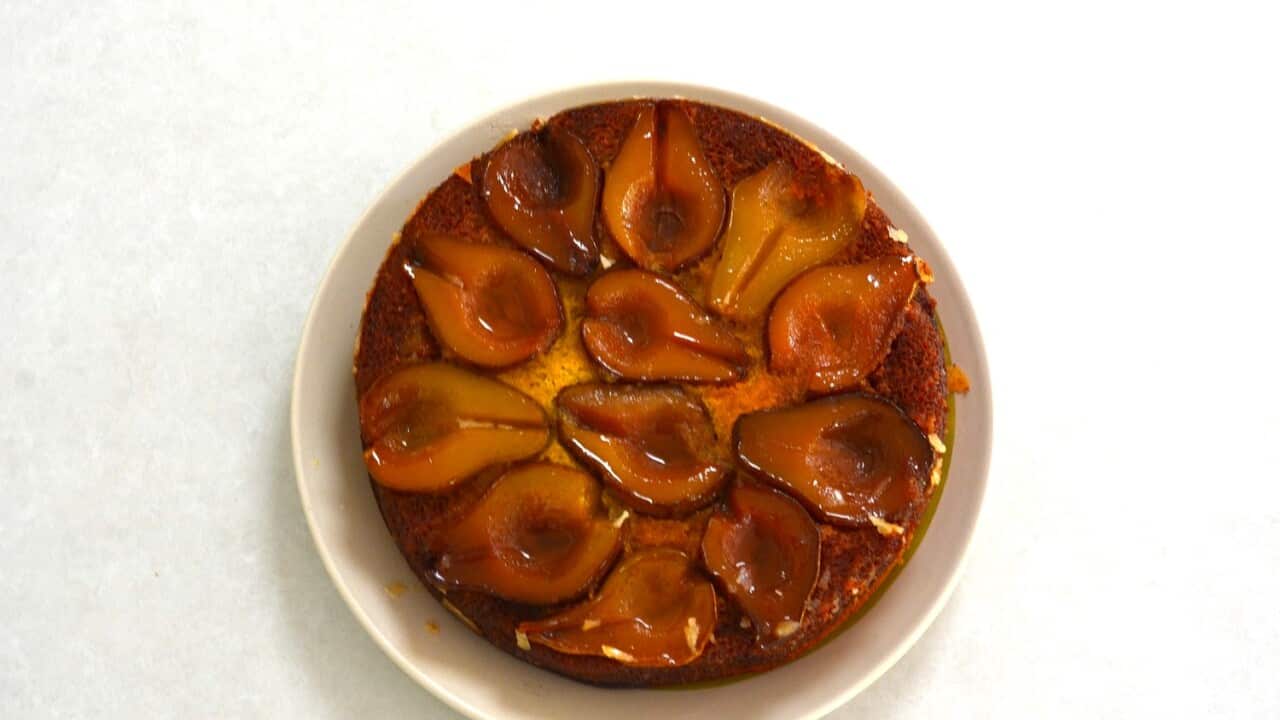 Marie Williams French upside-down pear cake