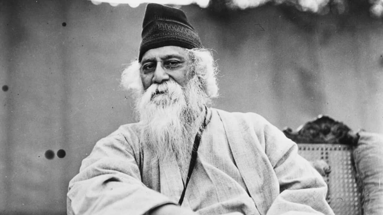 Portrait of Indian author and poet Rabindranath Tagore, circa 1935.