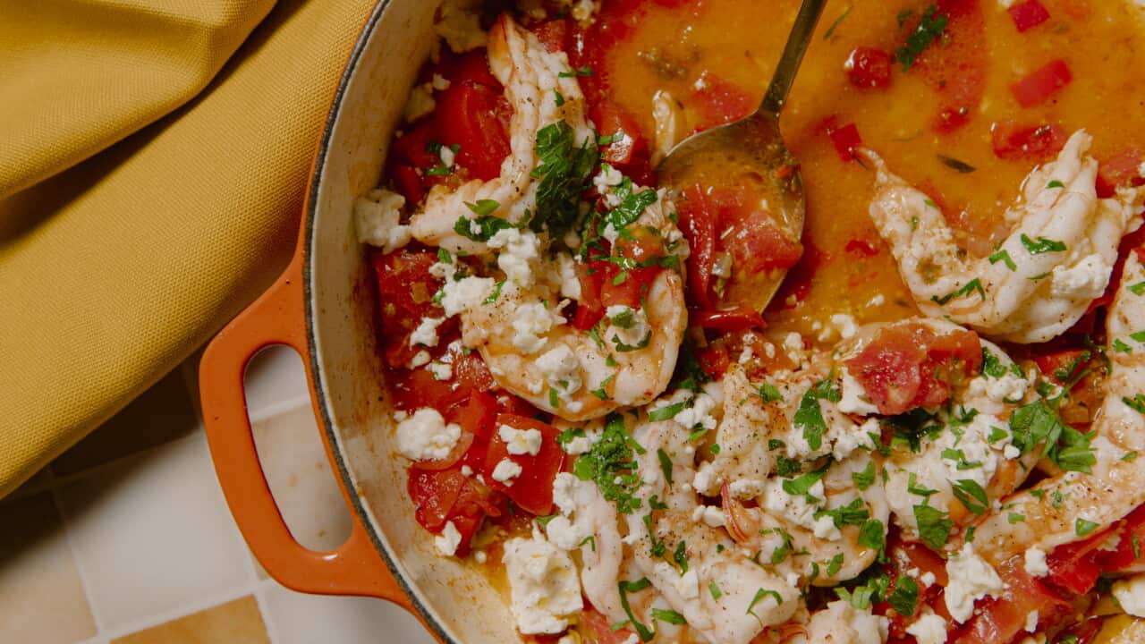 Prawn saganaki