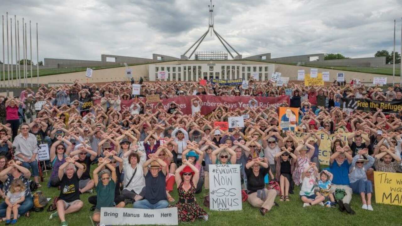 Manus Island protesters in Canberra