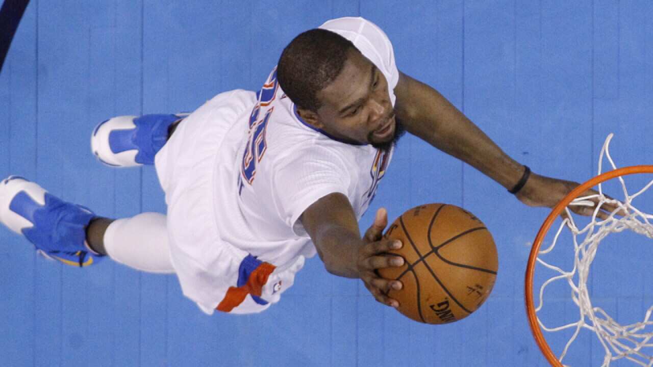 Oklahoma City's Kevin Durant scores