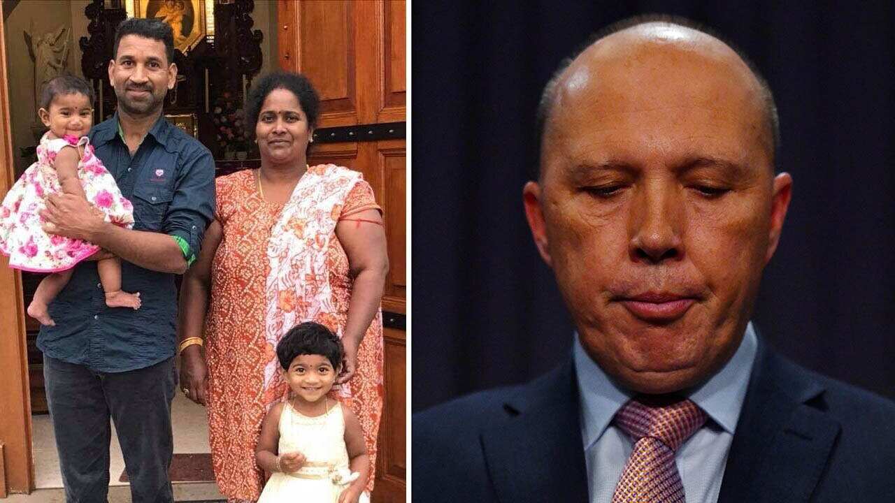 Nadesalingam, Priya and their Australian-born children Kopika, 4, and Tharunicaa, 2. Peter Dutton is under fire for his "anchor baby" reference.