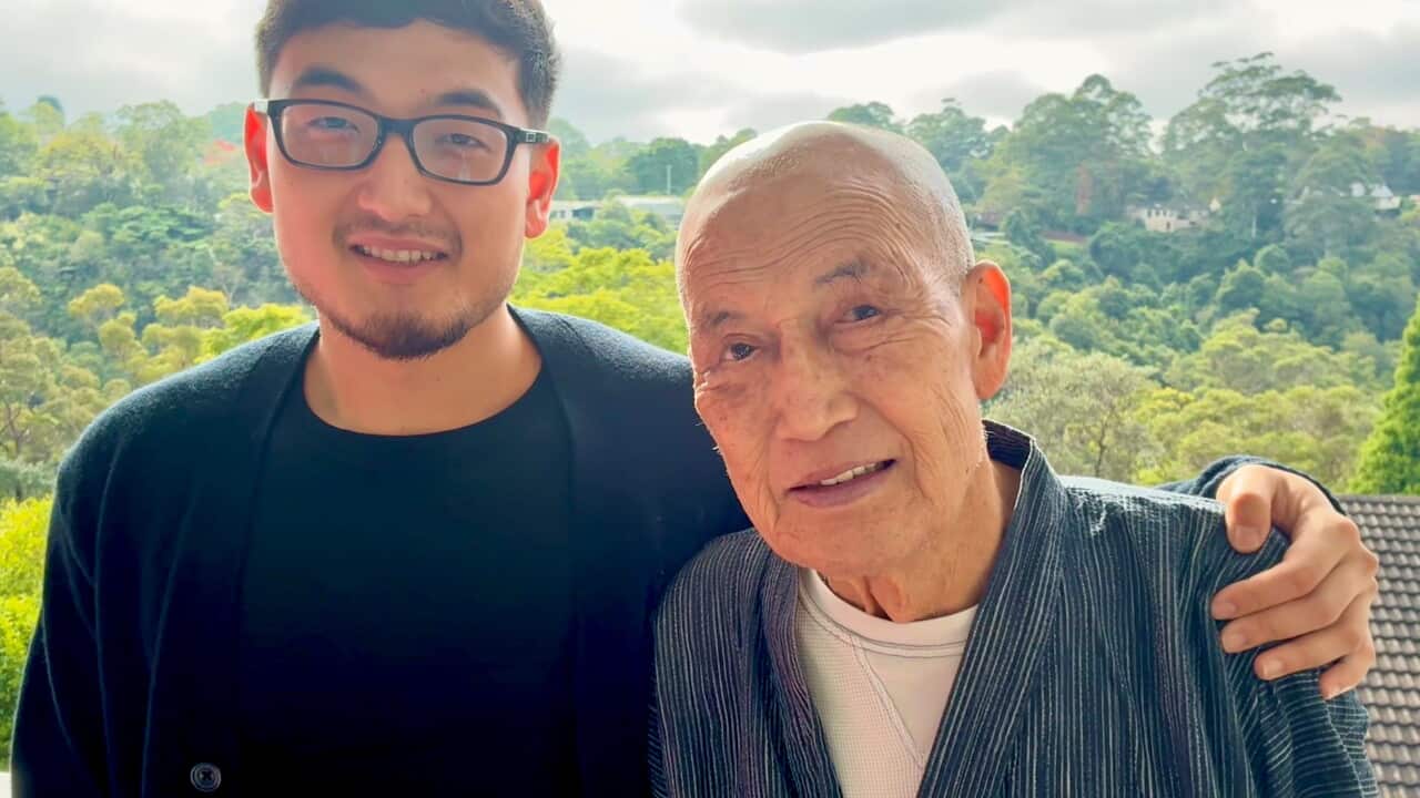 Black belt karate teacher Harrison Saito (left) with his father Kazuo, 81 - SBS Sandra Fulloon.jpeg
