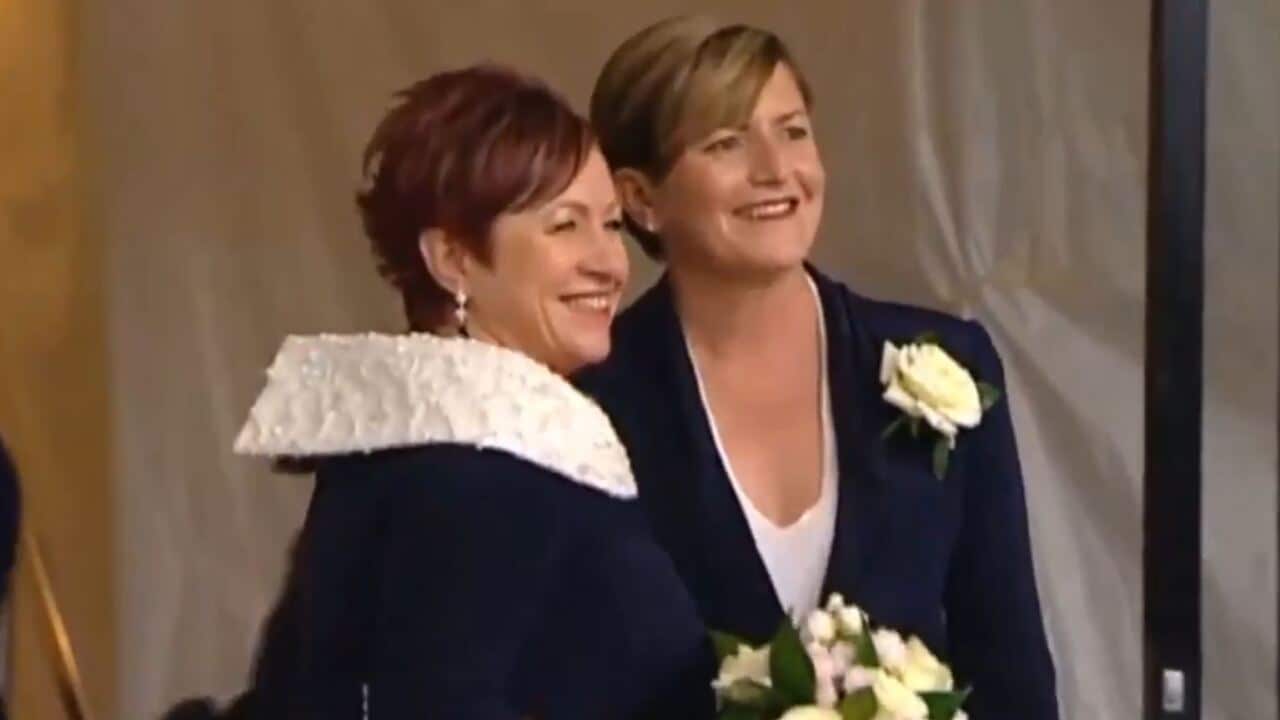 Christine Forster and her partner, Virginia Edwards, married in Sydney on Friday.