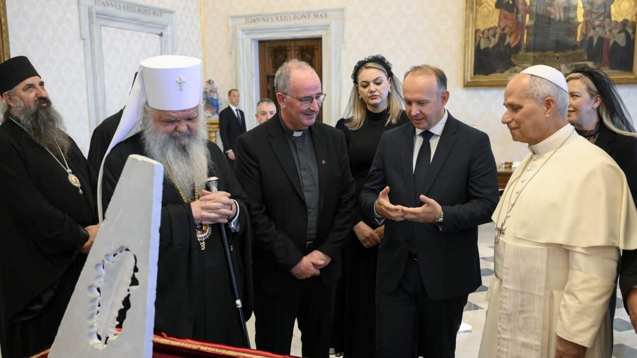 ITALY- REL VATICAN -POPE LEO XVI DURING A PRIVATE AUDIENCE WITH HIS EXCELLENCY MR.AFRIM GASHI,SPEAKER OF THE PARLIAMENT OF THE REPUBLIC OF NORTH MACEDONIA May 22, 2026
