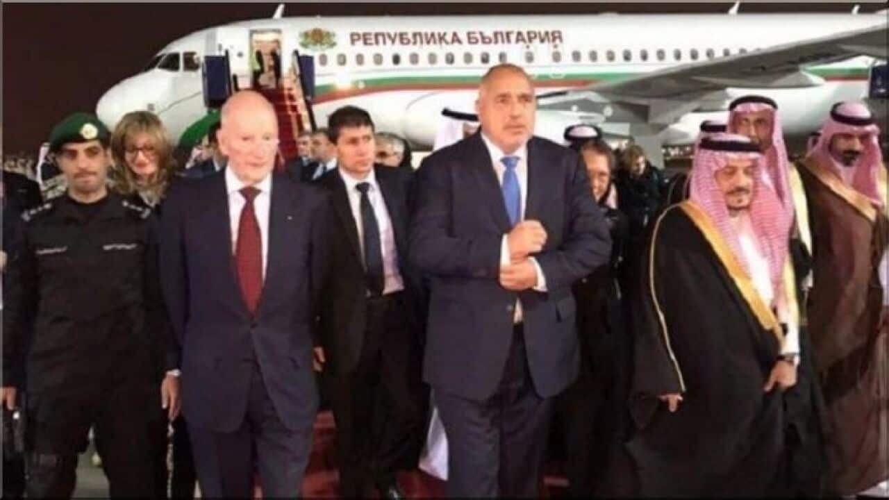 Simeon Saxe-Coburg-Gotha (left) and Prime Minister Boyko Borisov during their visit to Saudi Arabia