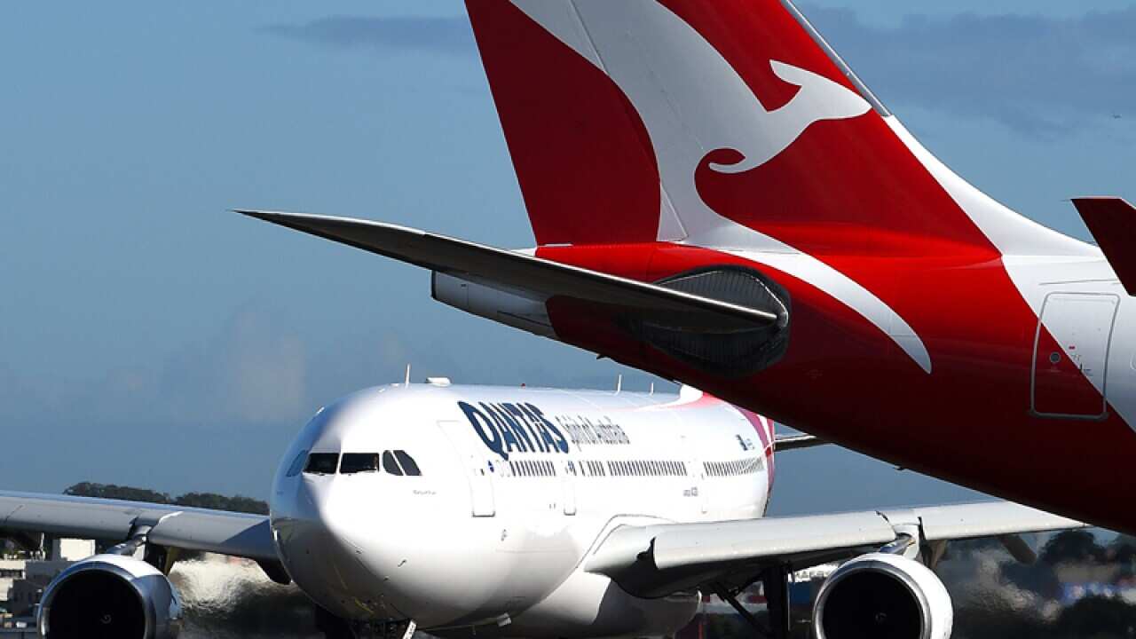 A Qantas Airbus A330 aircraft at Sydney Domestic Airport
