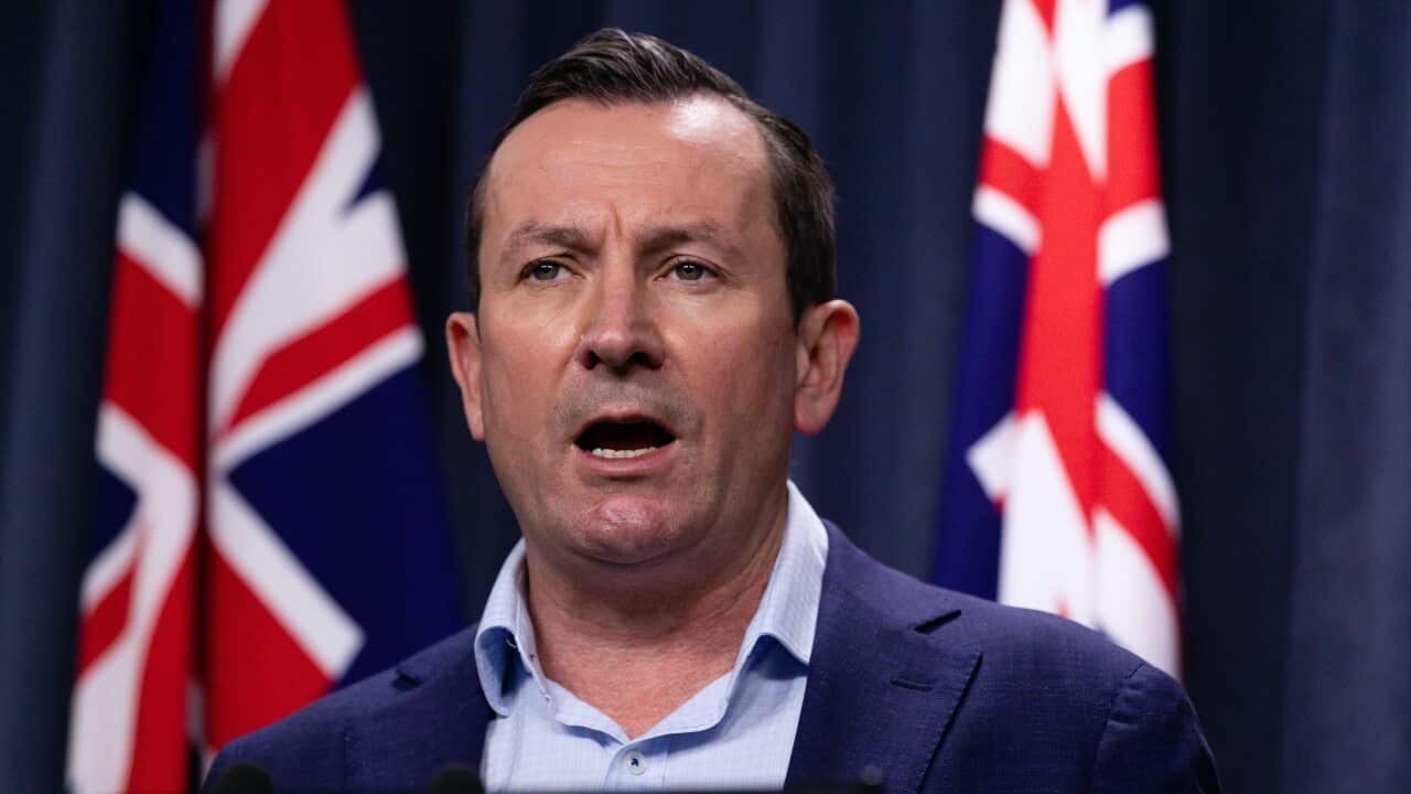 WA Premier Mark McGowan speaks at a press conference in Perth on Saturday, 24 April, 2021.