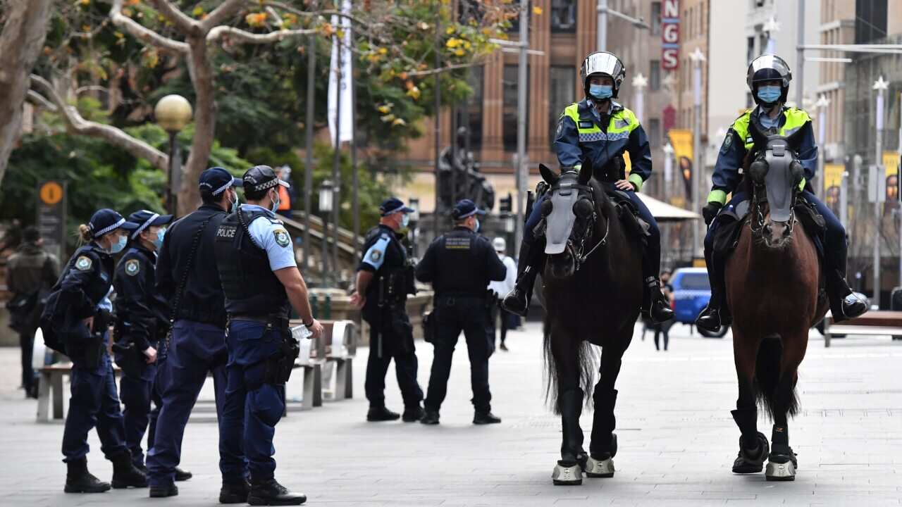 Police set up an exclusion zone in Sydney's CBD.