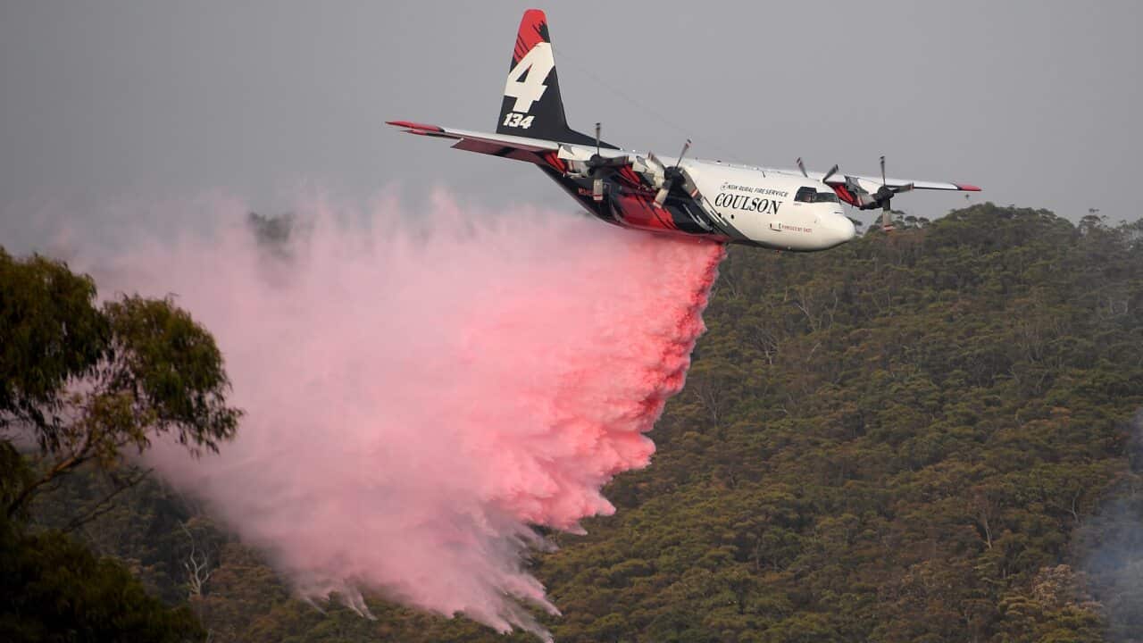 A NSW Rural Fire Service Large Air Tanker in action earlier this week.