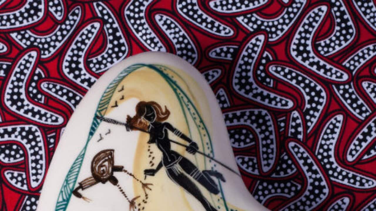 artwork depicting ashtray with boomerang compilation as background - headshot of Michael Alexandratos