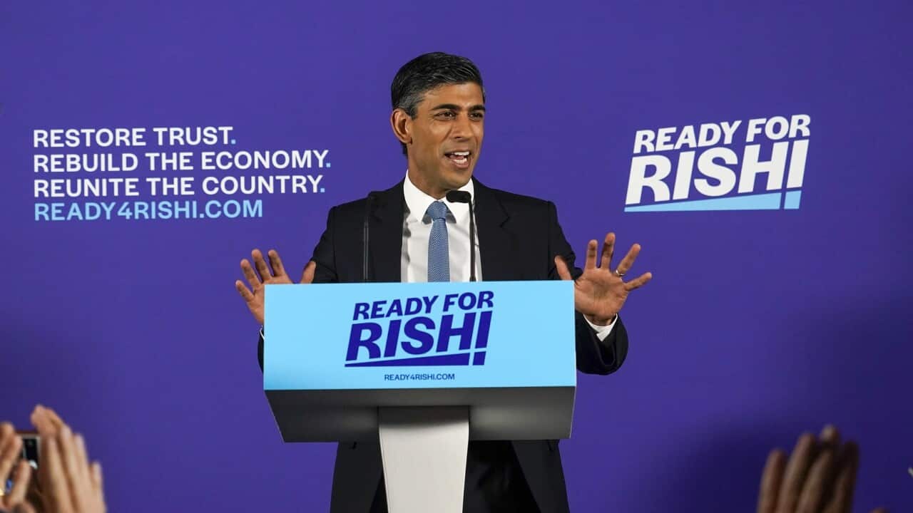 British Conservative Party Member of Parliament Rishi Sunak launches his campaign for the Conservative Party leadership, in London.