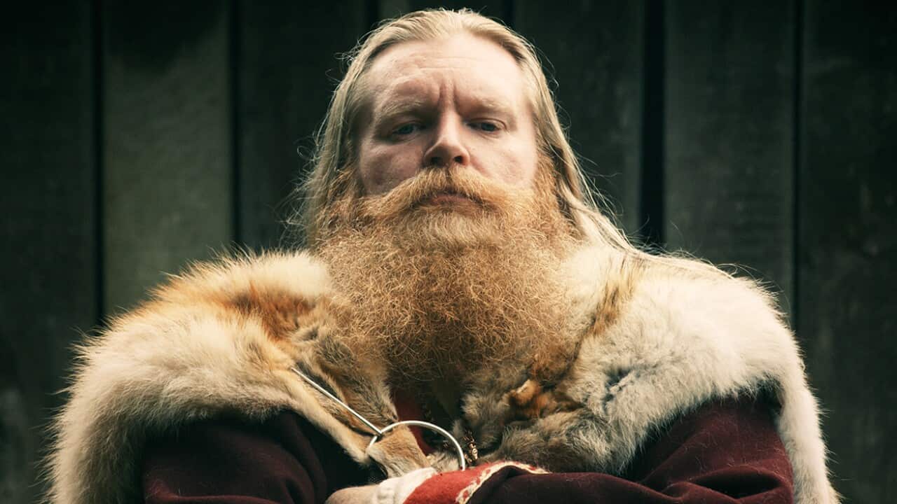 Olaf Guthfrithsson, the Viking king of Dublin (played by re-enactor Tim O’Sullivan) in Viking Empires