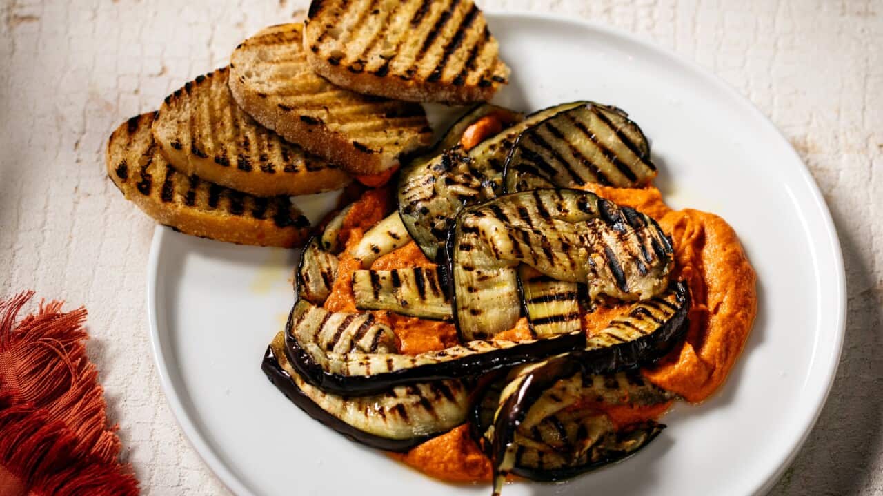 Romesco sauce with chargrilled eggplant