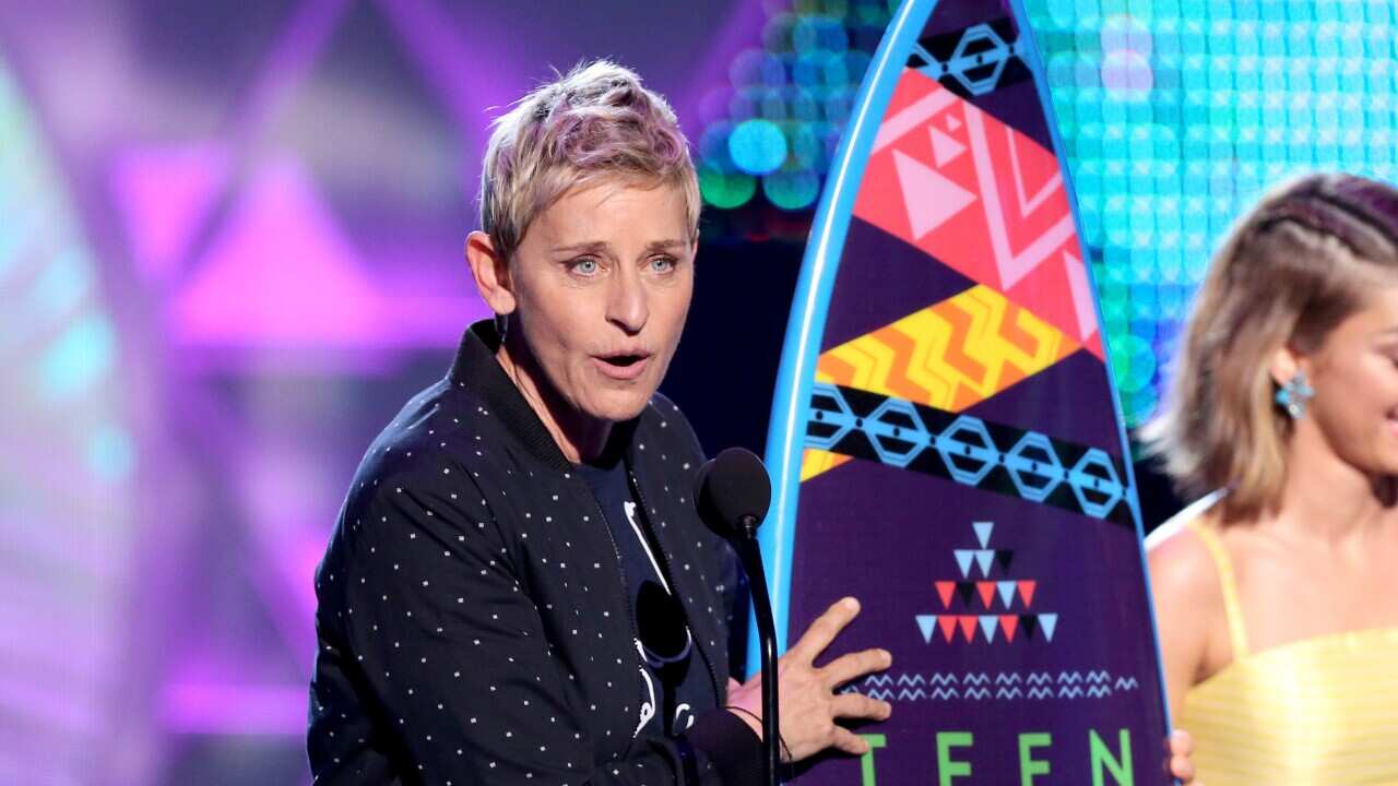 Ellen DeGeneres accepts the choice comedian award at the Teen Choice Awards at the Galen Center on Sunday, Aug. 16, 2015, in Los Angeles. (Photo by Matt Sayles/Invision/AP)