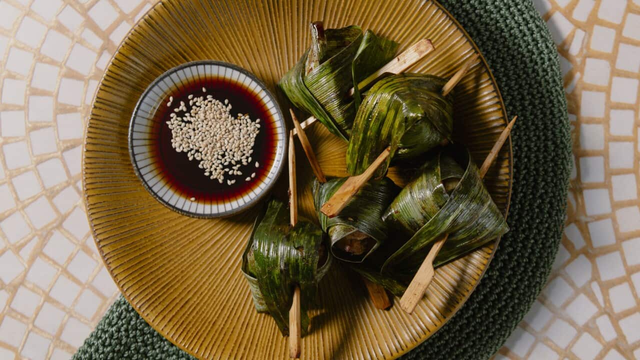 Chicken in pandanus leaves