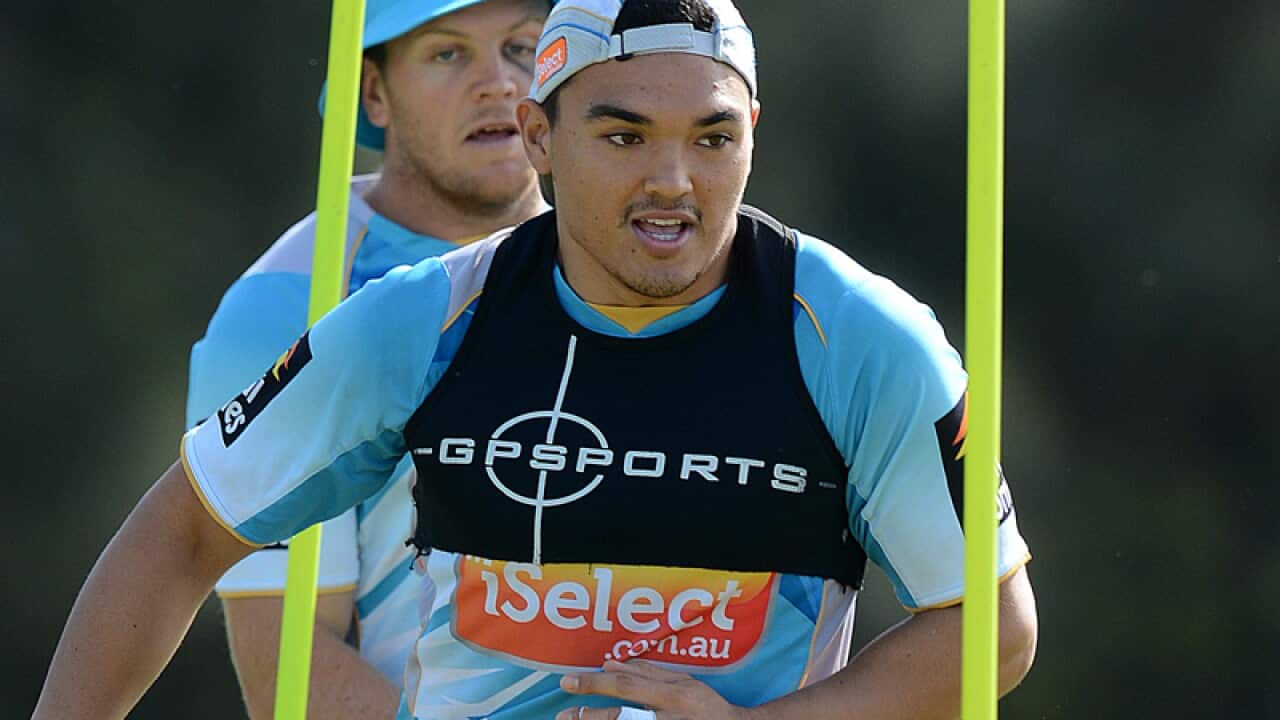 Matt Srama during a Gold Coast Titans team training session