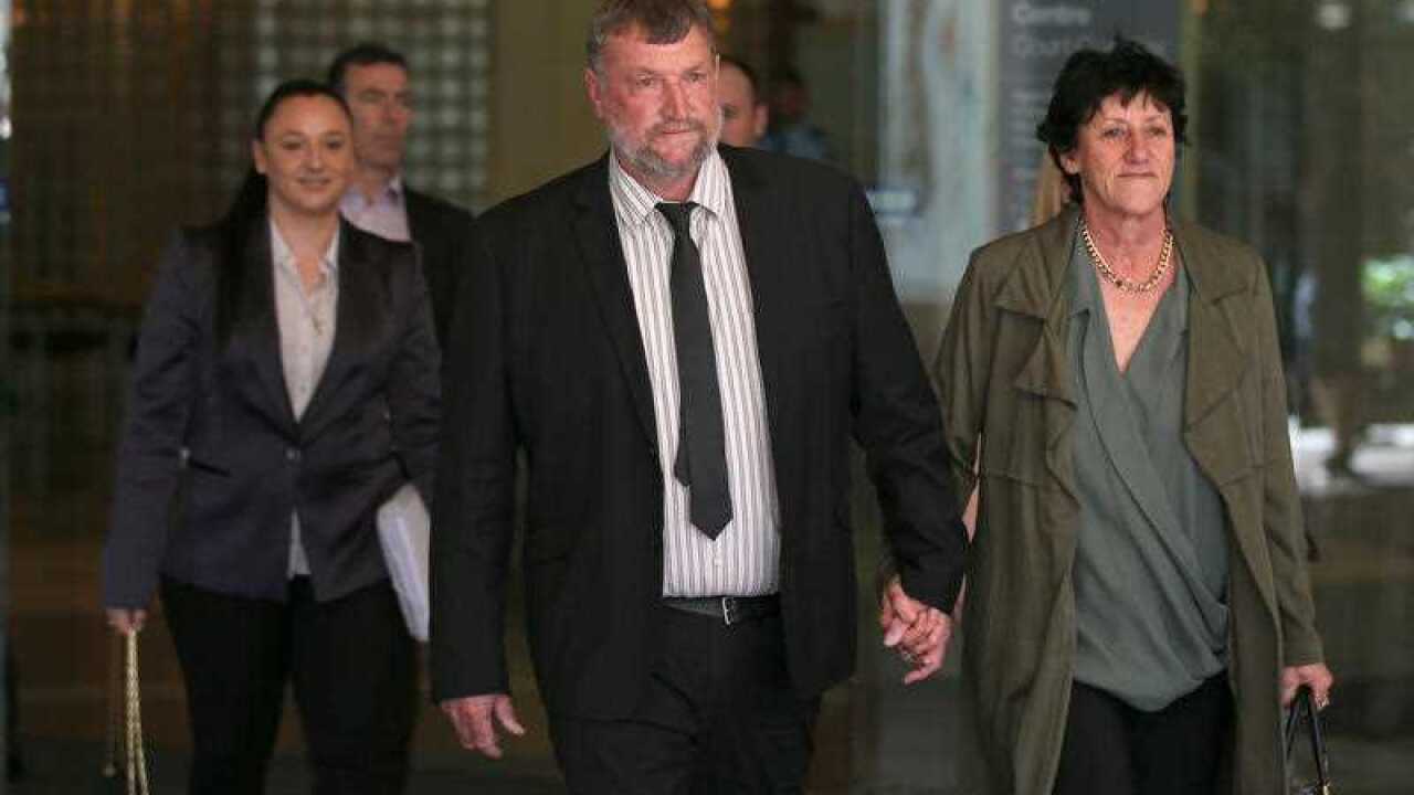 Greg and Virginia Hughes, the parents of cricketer Phillip Hughes, leave