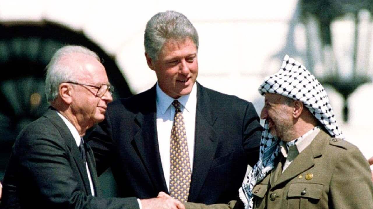 Rabin in Washington, signing of Oslo Agreements
