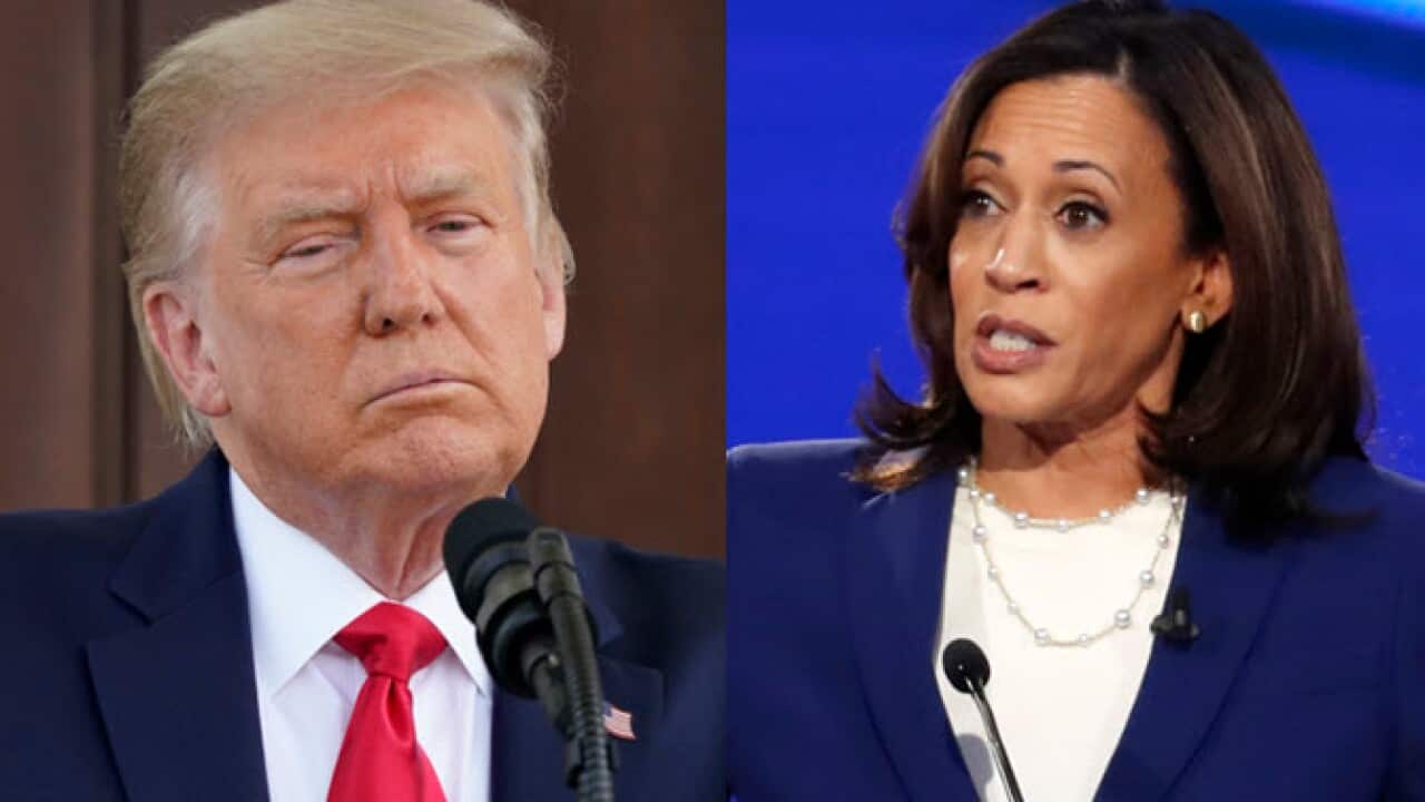 US president Donald Trump (L) and Democratic vice presidential nominee Kamala Harris.